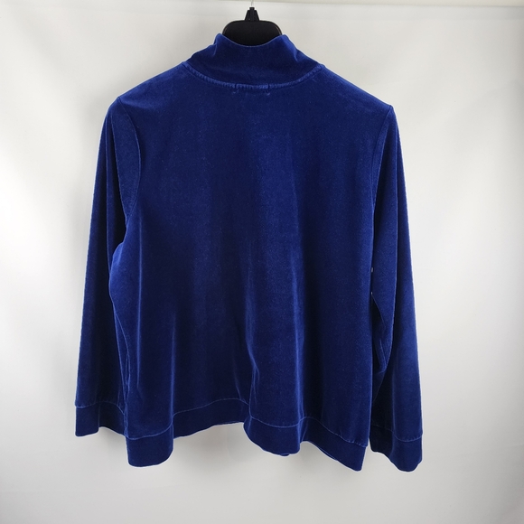 Lauren Ralph Lauren Jacket Womens Blue Plus 3X Monogram Crest Track Velour VTG - Picture 2 of 7